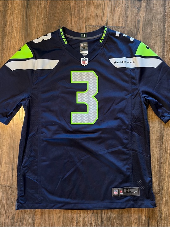 NFL Other - NFL Seahawks Navy and Neon Green #3 Football Jersey